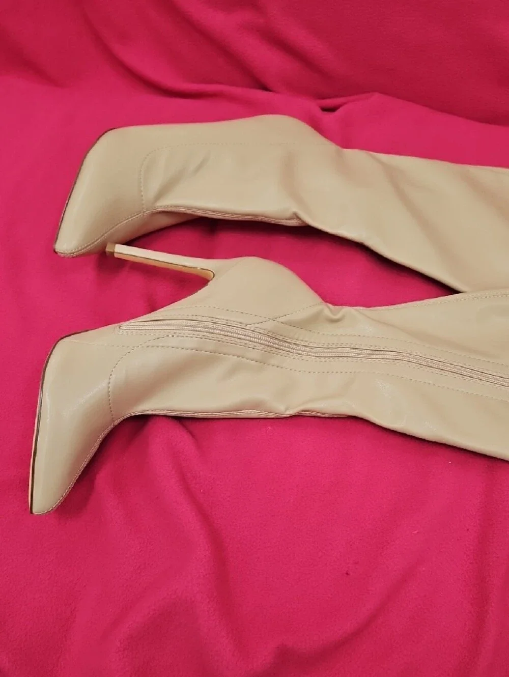 Women's Over-the-Knee Beige Stiletto Boots